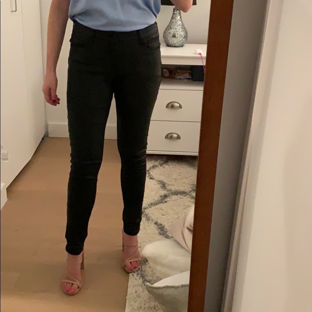 Mango black shiny pleather jeans Sz 6